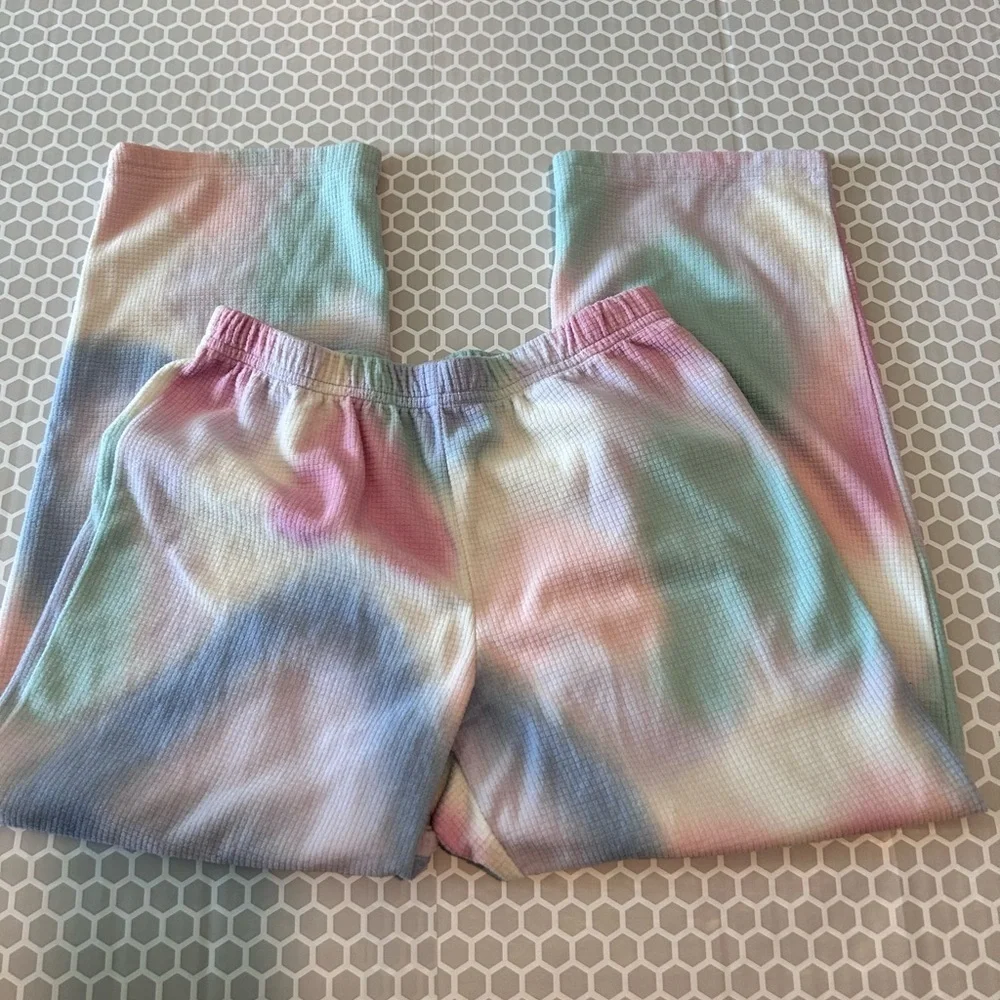 Carter's Rainbow Pastel Tie-Dye with Lavender Ribbed Collar PJ Set Size 7